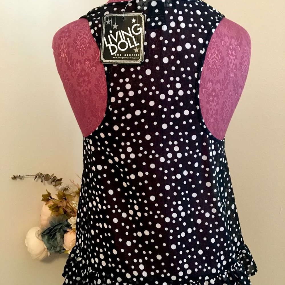 Black and White Polka Dot Tank Top Sleeveless - Picture 5 of 7